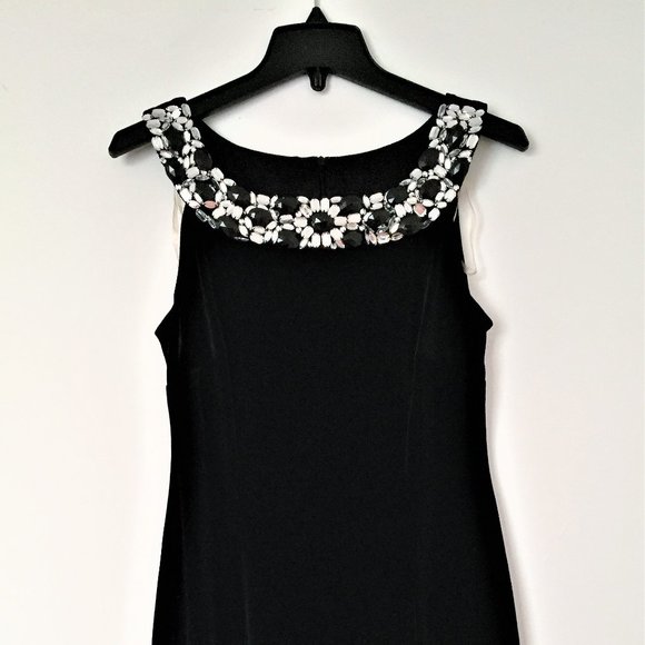 CONNECTED BLACK VELVET BEADED DRESS, SZ.8P - Picture 2 of 8